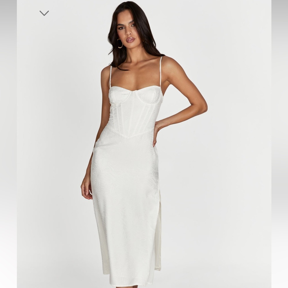 Meshki ivory midi dress